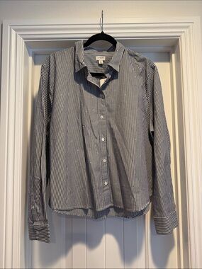 J. Crew Women’s Black and White Pinstripe Button-Down Shirt